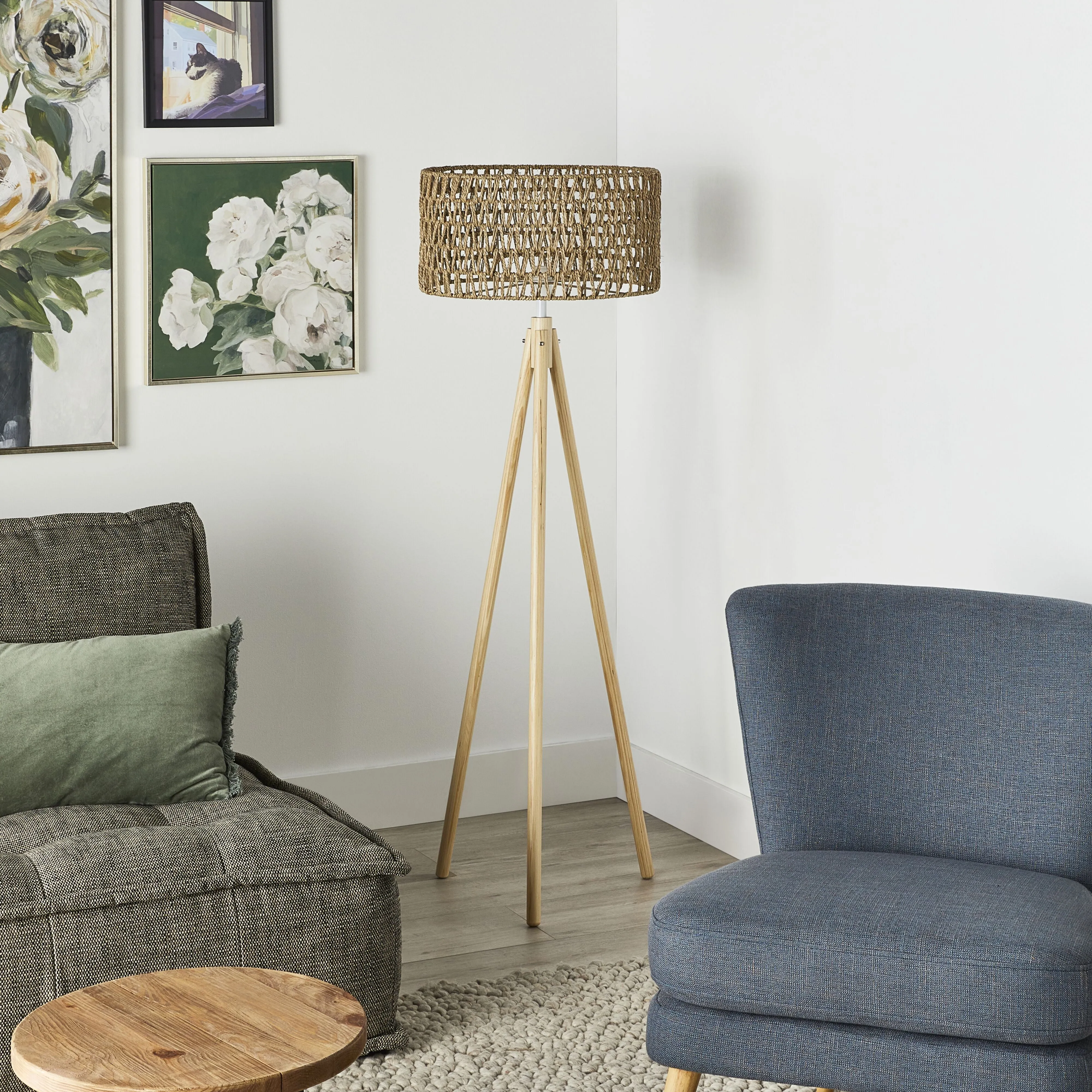 Lexi Seagrass Natural Tripod Floor Lamp 165x45cm