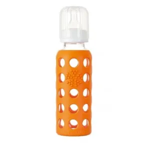 lifefactory 9oz glass   silicone baby bottle orange reg neck