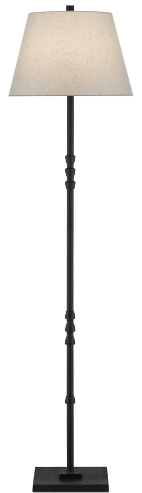 Lohn 1-Light Floor Lamp in Mole Black with Beige Poplin Shade