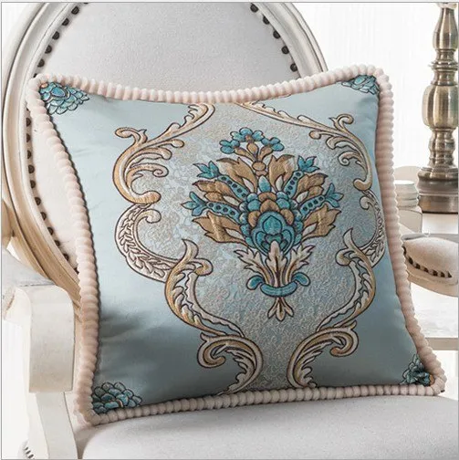 Luxurious Embroidery Velour Home Decor Cushion Decoration Lace Pillow