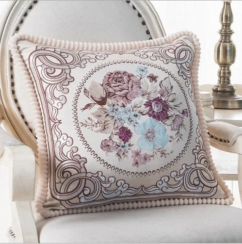 Luxurious Embroidery Velour Home Decor Cushion Decoration Lace Pillow