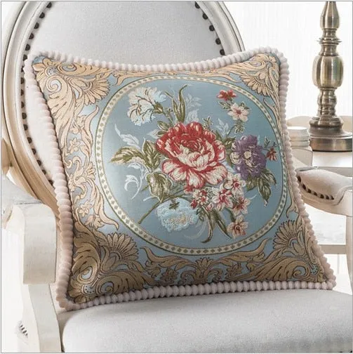 Luxurious Embroidery Velour Home Decor Cushion Decoration Lace Pillow