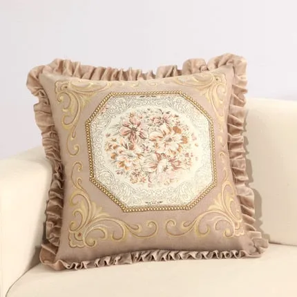 Luxurious Embroidery Velour Home Decor Cushion Decoration Lace Pillow