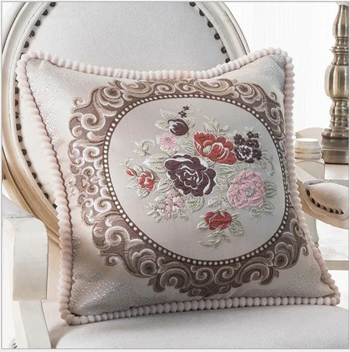 Luxurious Embroidery Velour Home Decor Cushion Decoration Lace Pillow