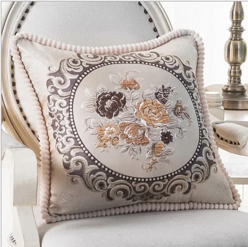 Luxurious Embroidery Velour Home Decor Cushion Decoration Lace Pillow