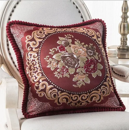 Luxurious Embroidery Velour Home Decor Cushion Decoration Lace Pillow