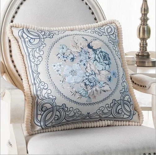 Luxurious Embroidery Velour Home Decor Cushion Decoration Lace Pillow