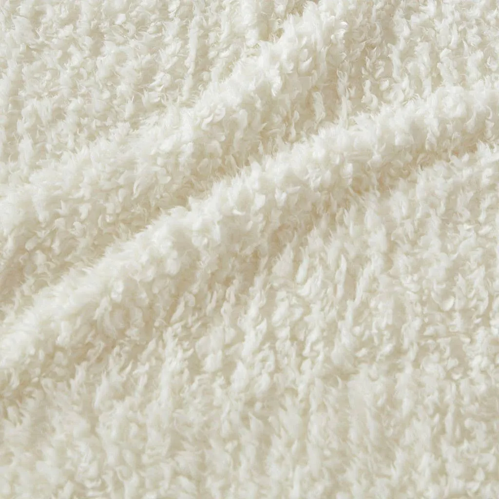 Made in the USA Soft Berber Sherpa Bedding Blanket, Ivory - King