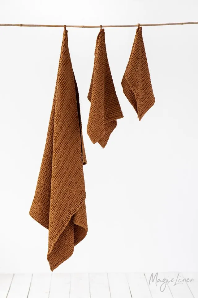 Magic Linen - Waffle Towels in Cinnamon