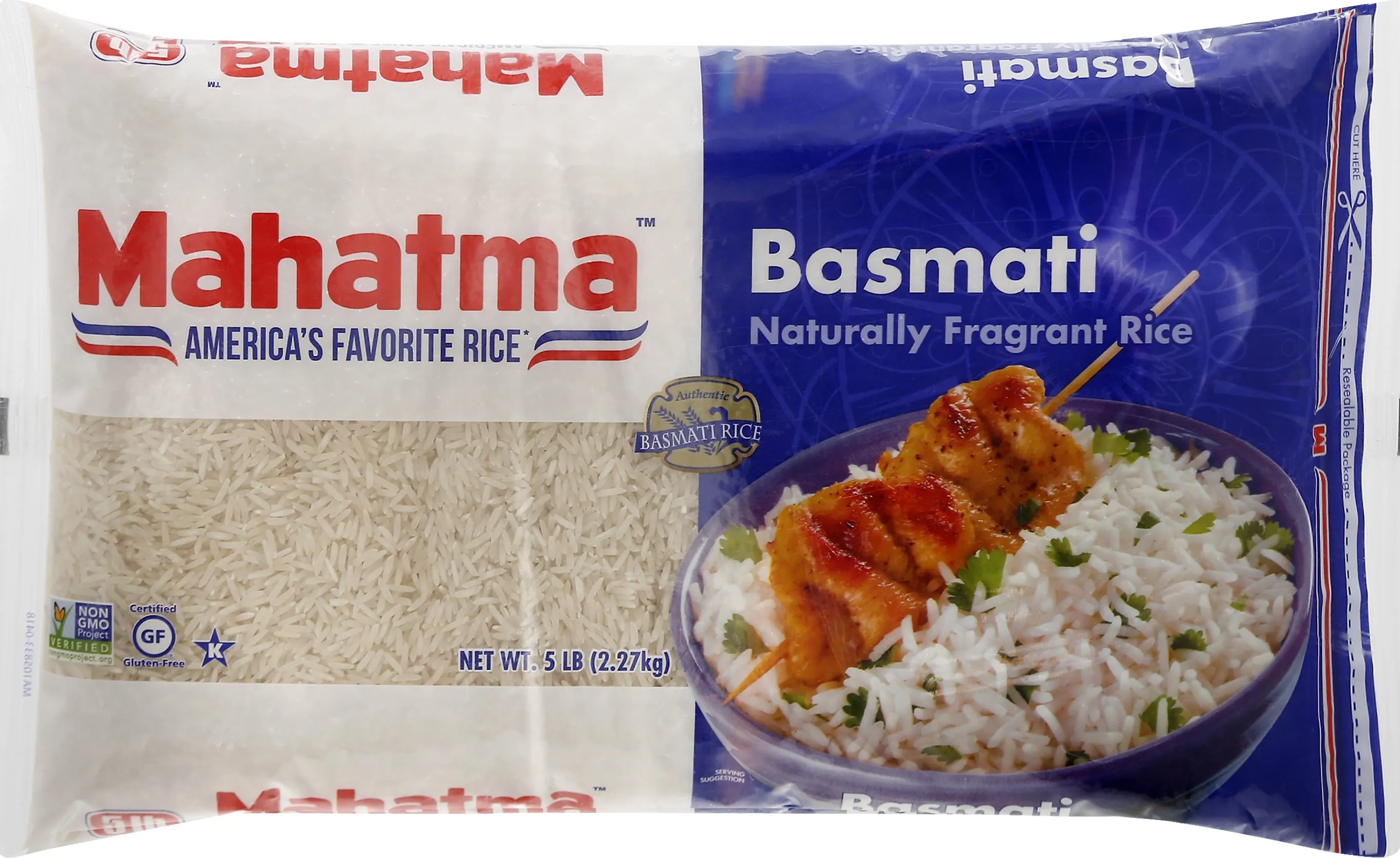 Mahatma Basmati White Rice, Fragrant Extra Long Grain Rice, 5 lb Bag