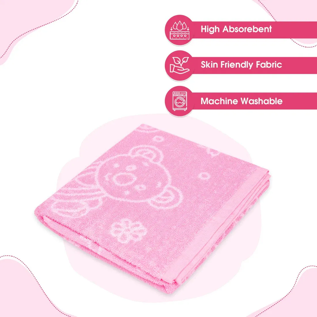 Mee Mee Soft Absorbent Bamboo Cotton Baby Towel | Reversible Baby Towel With Quick Absorb (Pink)