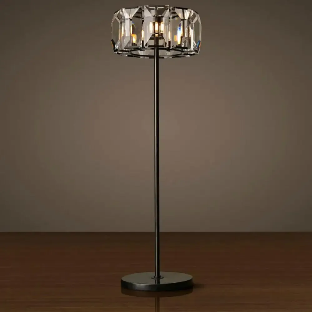 Minimalist Black LED Crystal Floor Lamp for Living Room