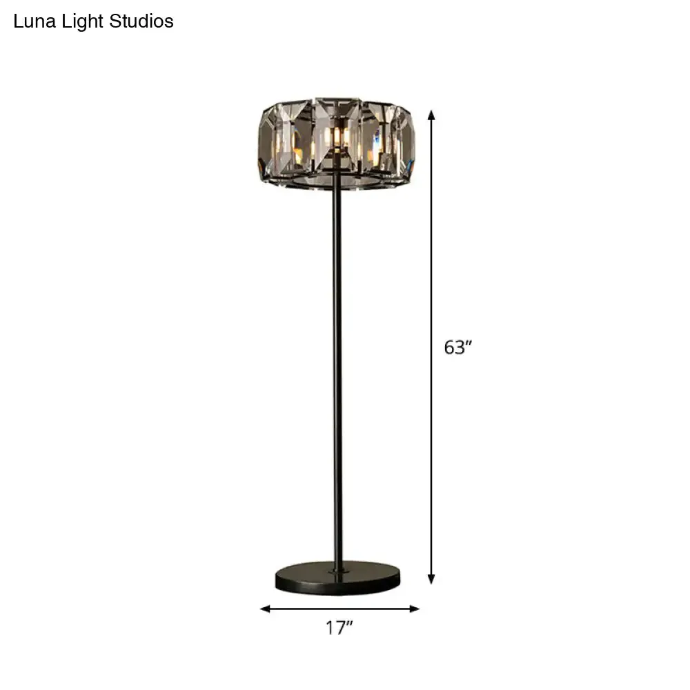 Minimalist Black LED Crystal Floor Lamp for Living Room