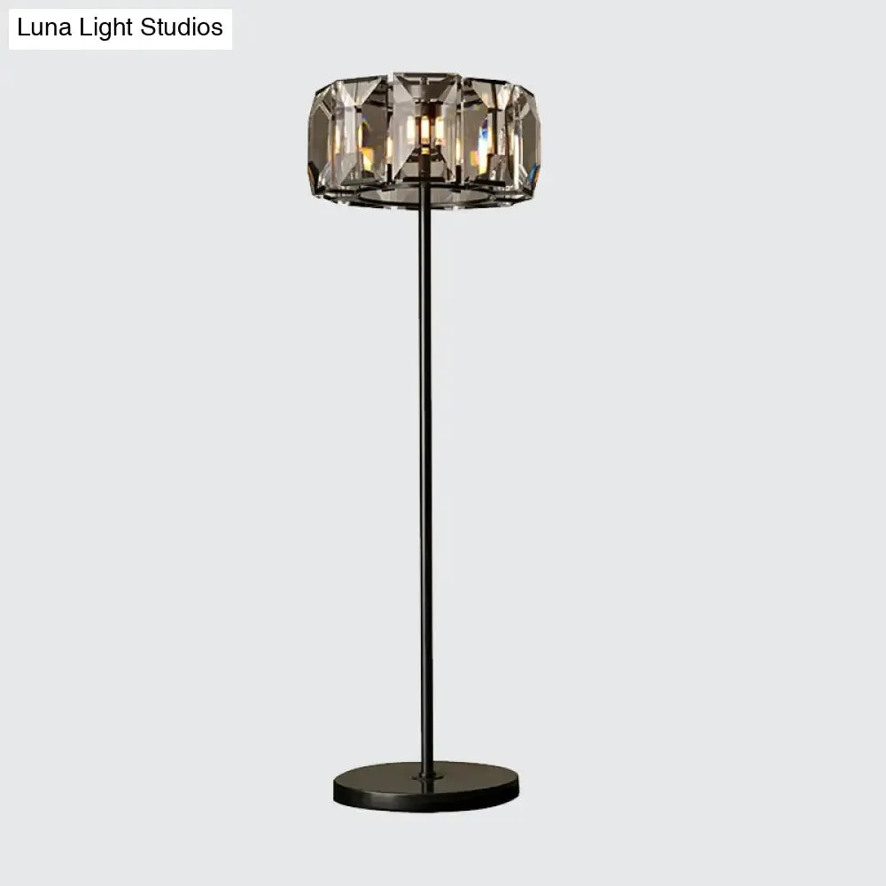 Minimalist Black LED Crystal Floor Lamp for Living Room