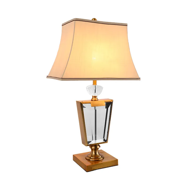 Modern Beige Bedside Lamp with Bell Shade - Perfect for Nightstands!