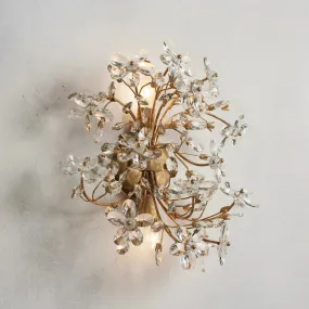 Modern Brass Branches Flower Crystal Wall Sconce