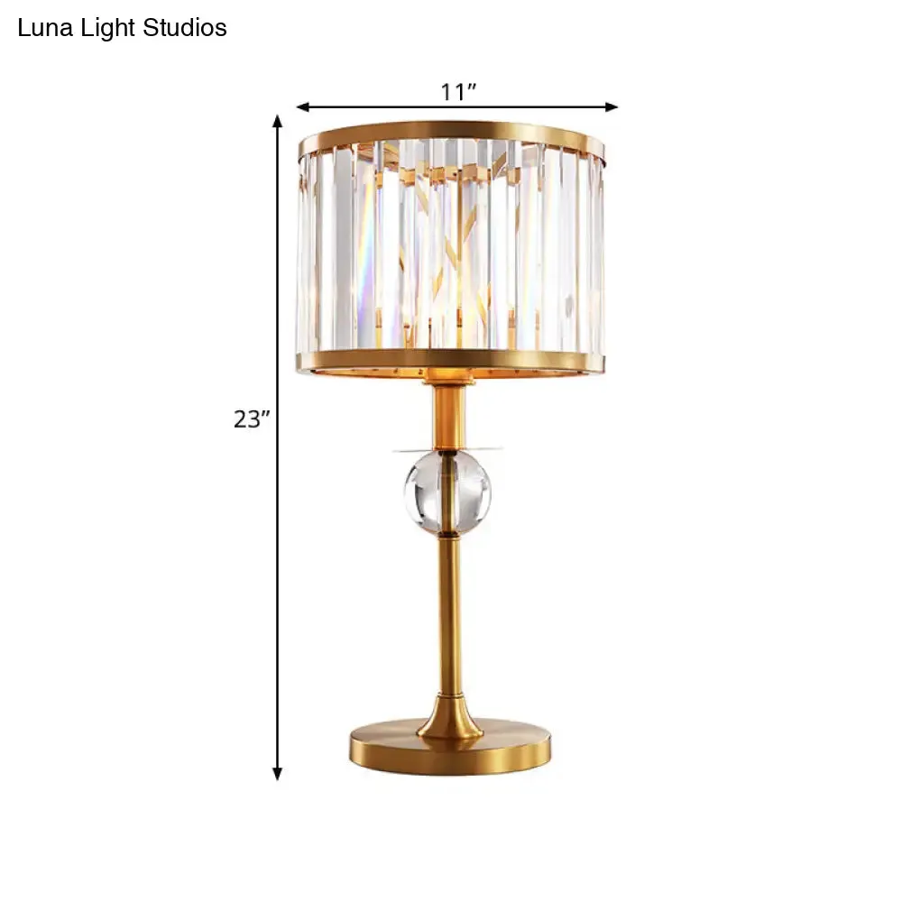 Modern Brass Table Lamp with Prismatic Crystal Shade