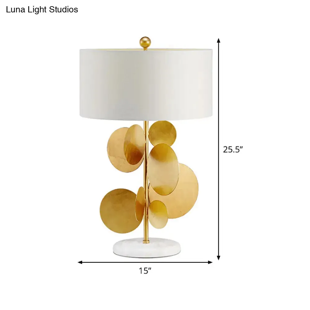 Modern Fabric Table Lamp: Shaded, White, 1 Bulb Task Lighting with Marble Base