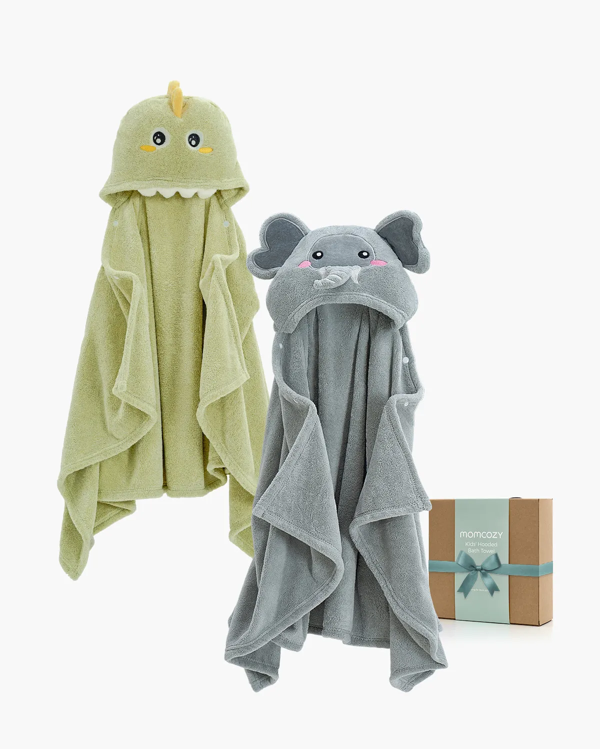 Momcozy Coral Fleece Hooded Baby Towel - Elephant and Crocodile