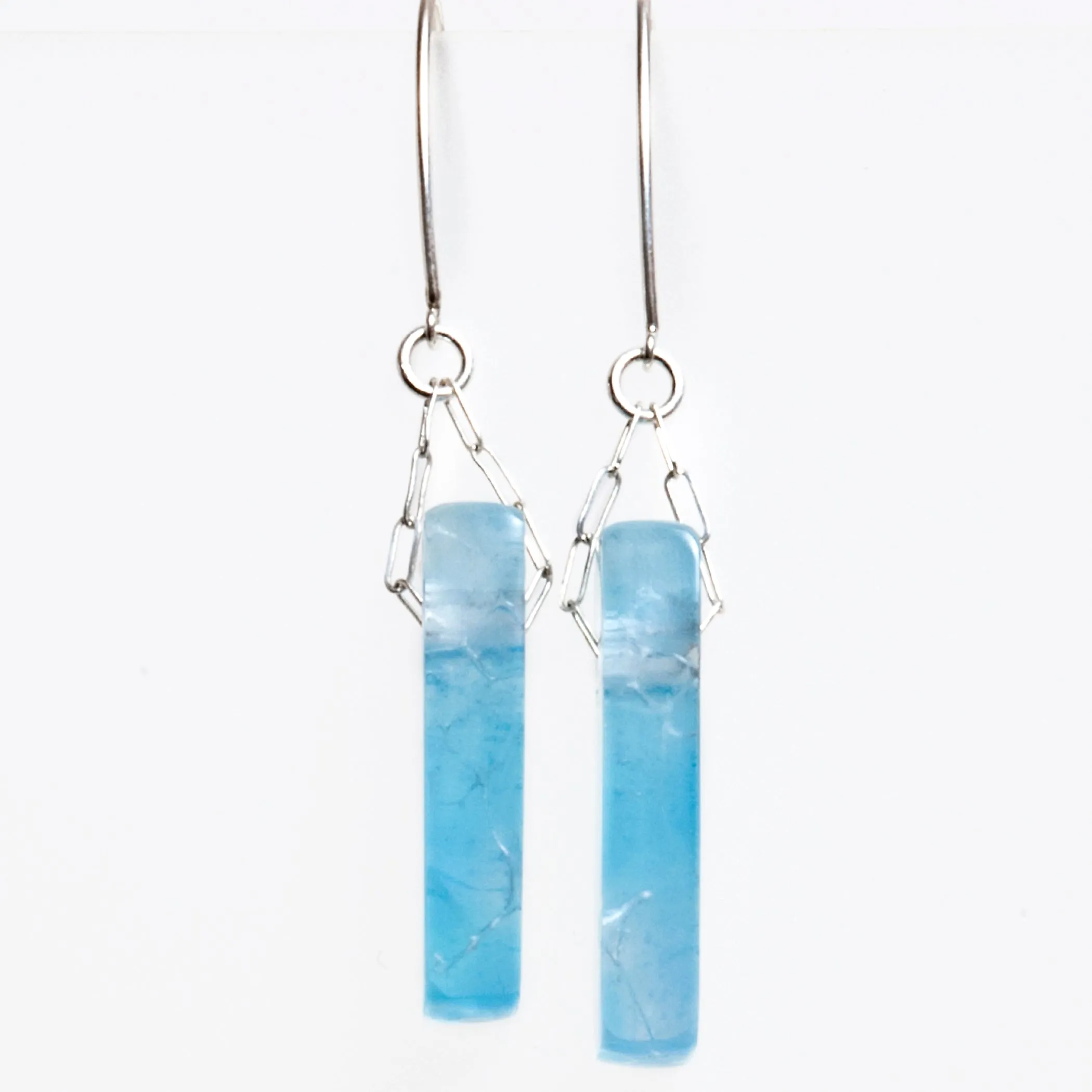 Mosaic Stiletto Sterling Silver Earrings