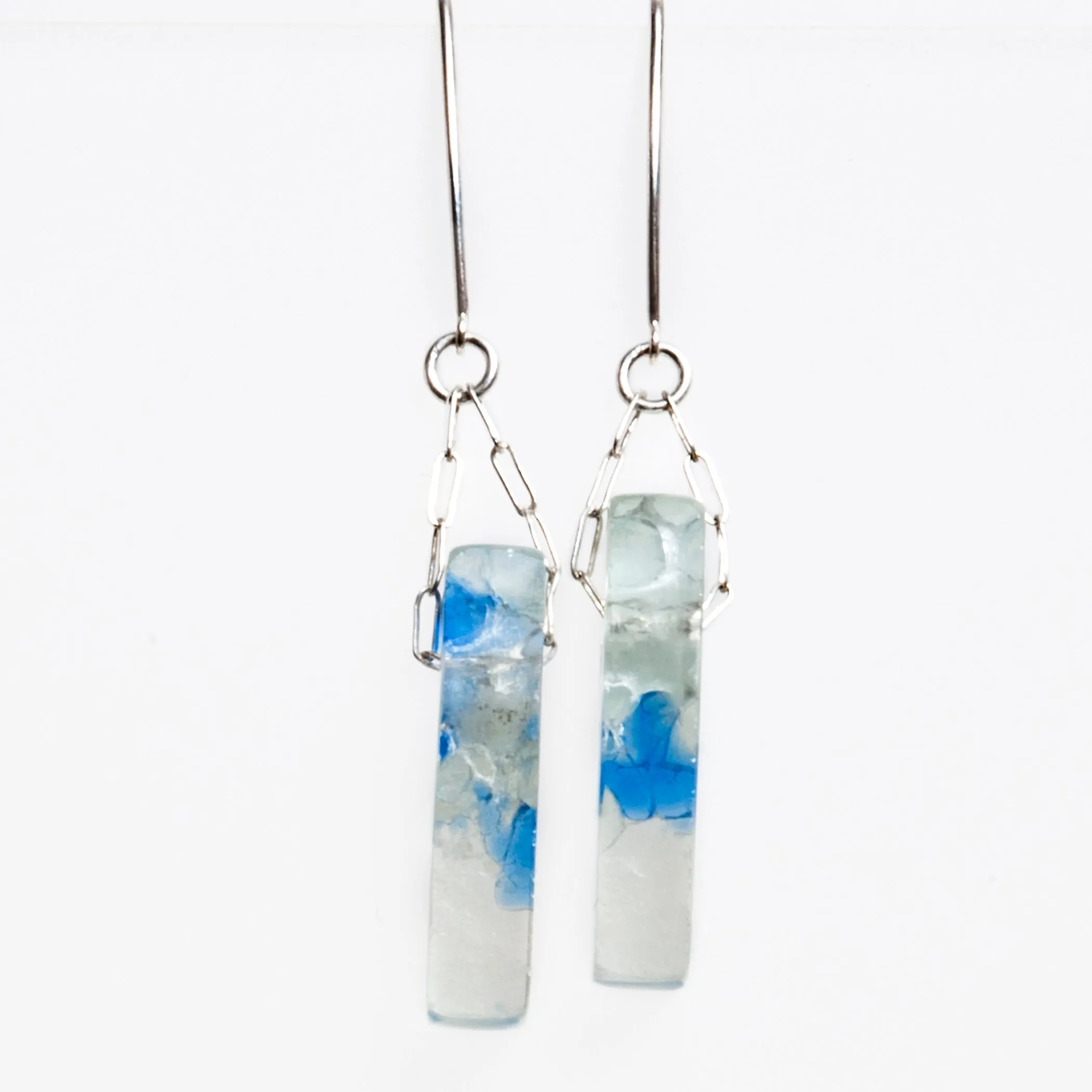 Mosaic Stiletto Sterling Silver Earrings