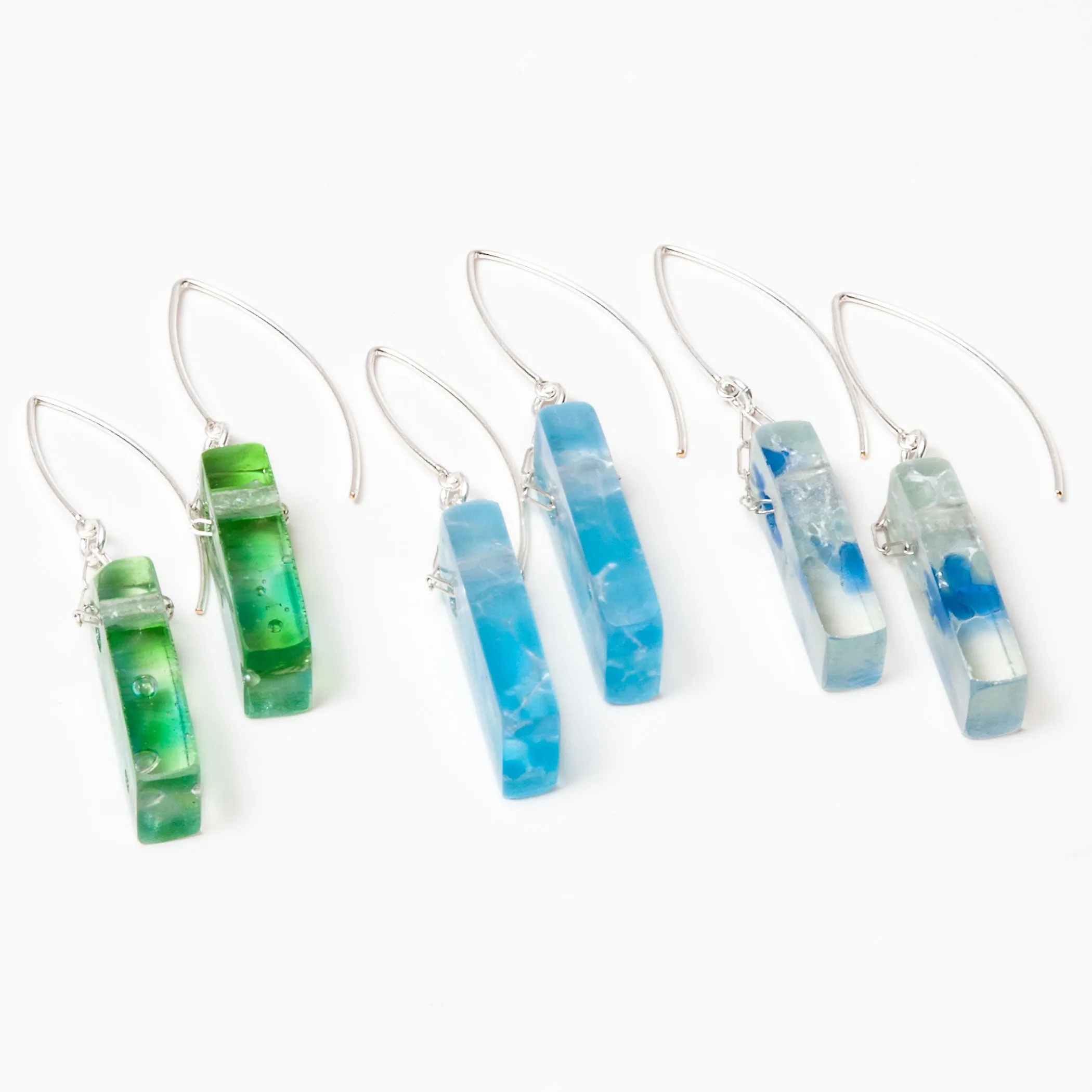 Mosaic Stiletto Sterling Silver Earrings