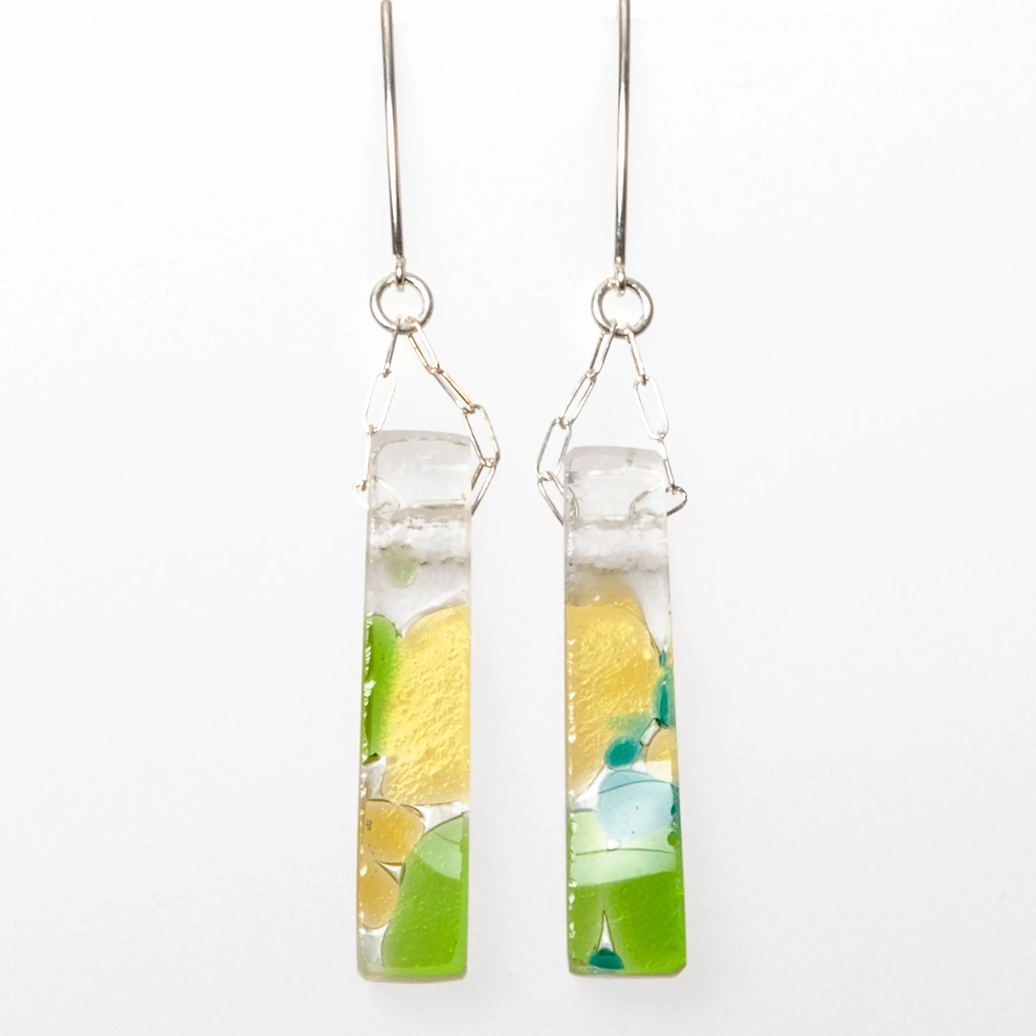 Mosaic Stiletto Sterling Silver Earrings