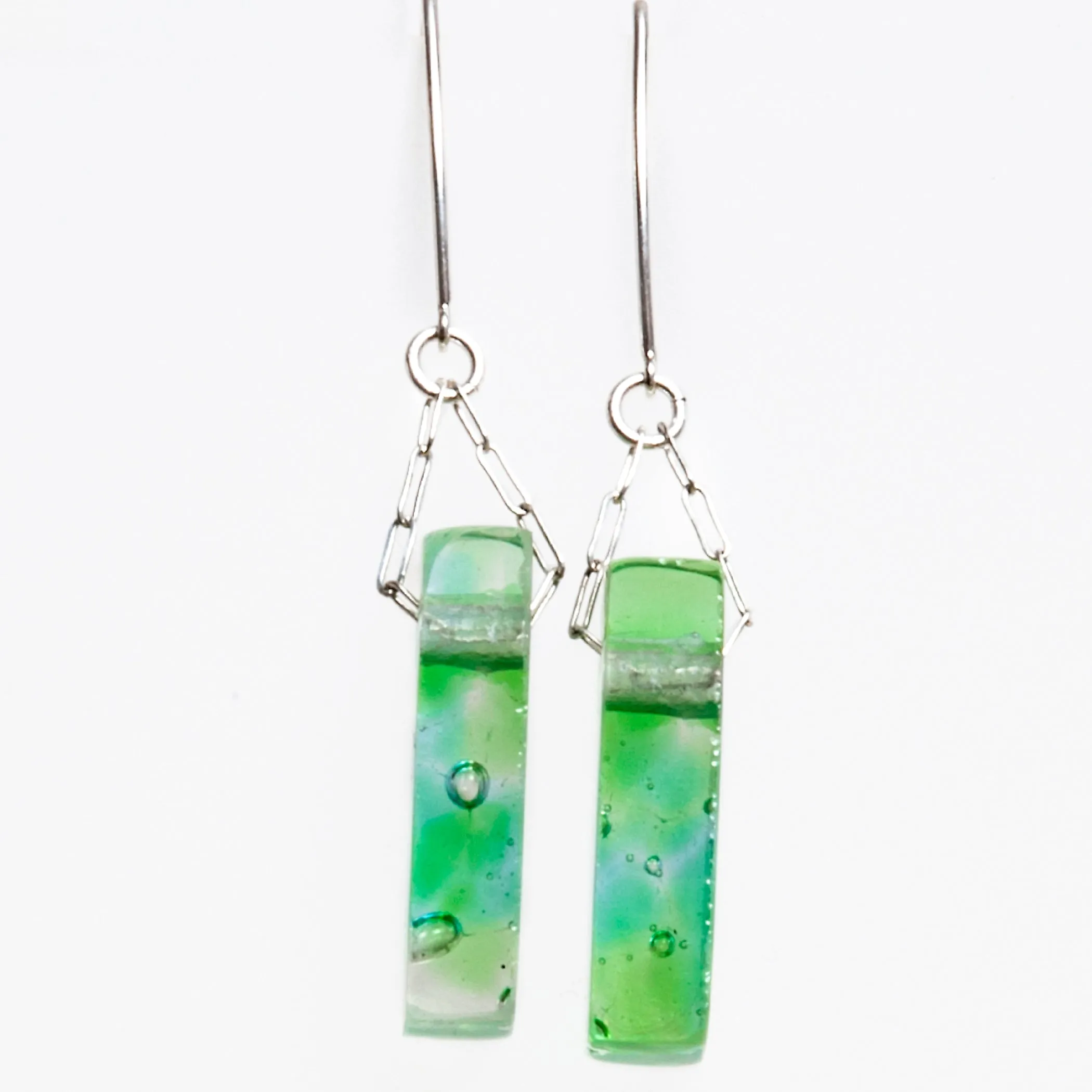 Mosaic Stiletto Sterling Silver Earrings