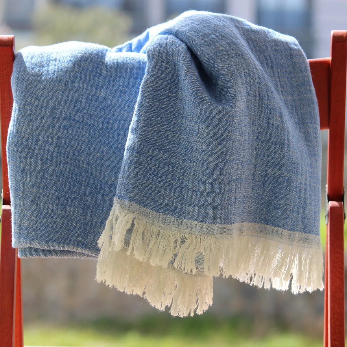 Muslin Blue Turkish towel