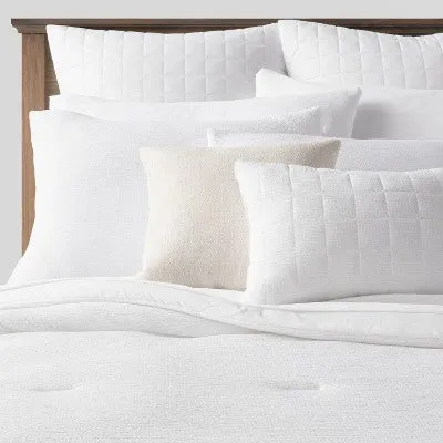 New - 12pc Queen Micro Texture Comforter & Sheet Bedding Set White - Threshold