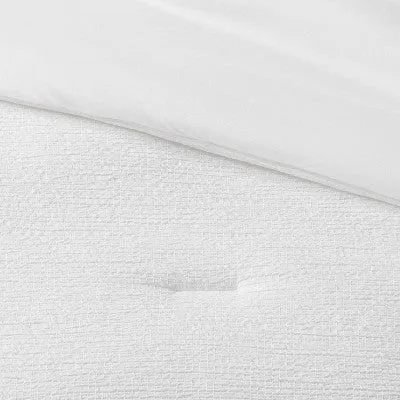 New - 12pc Queen Micro Texture Comforter & Sheet Bedding Set White - Threshold