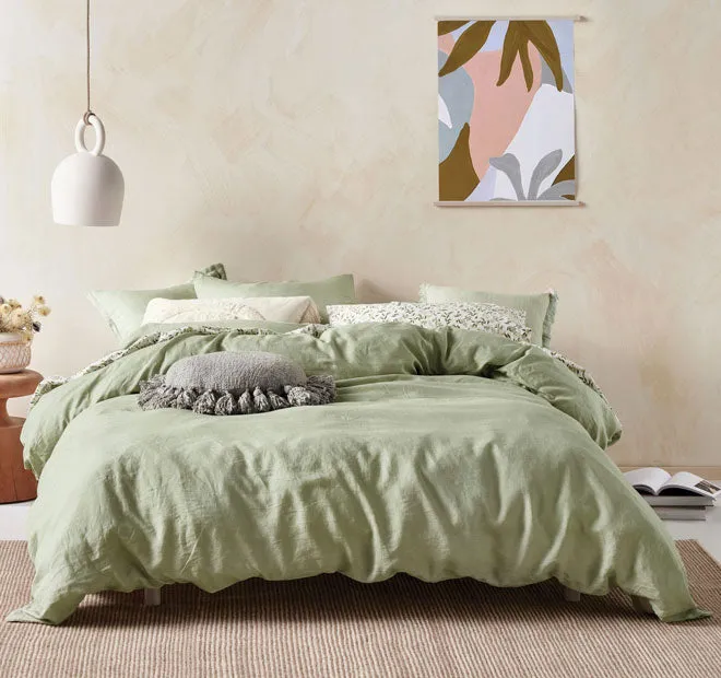 Nimes Linen European Pillowcase Wasabi