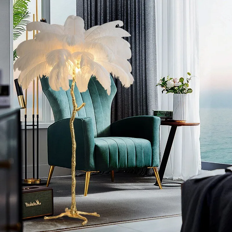 Nordic LED Floor and Table Lamp with Feather Design