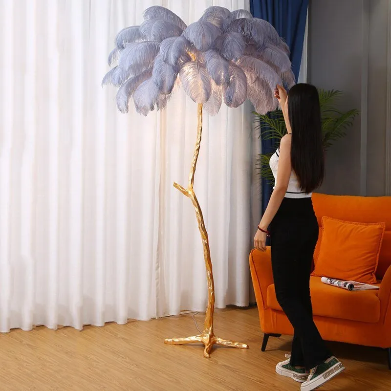 Nordic LED Floor and Table Lamp with Feather Design