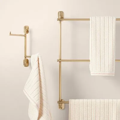 Open Box - Wall-Mounted Brass Ladder Towel Rack Antique Finish - Hearth & Hand with Magnolia