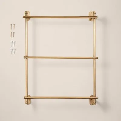 Open Box - Wall-Mounted Brass Ladder Towel Rack Antique Finish - Hearth & Hand with Magnolia