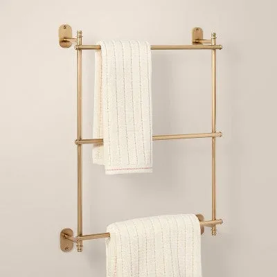 Open Box - Wall-Mounted Brass Ladder Towel Rack Antique Finish - Hearth & Hand with Magnolia