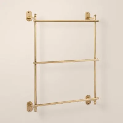 Open Box - Wall-Mounted Brass Ladder Towel Rack Antique Finish - Hearth & Hand with Magnolia