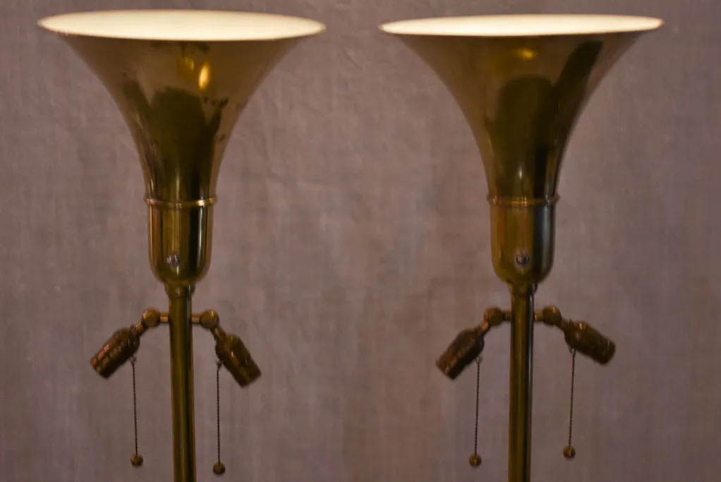 Pair of elegant brass floor lamps 72"