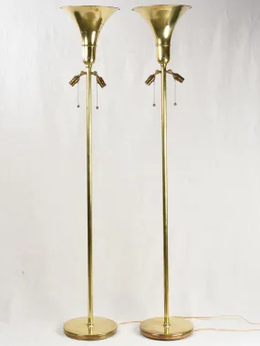 Pair of elegant brass floor lamps 72"