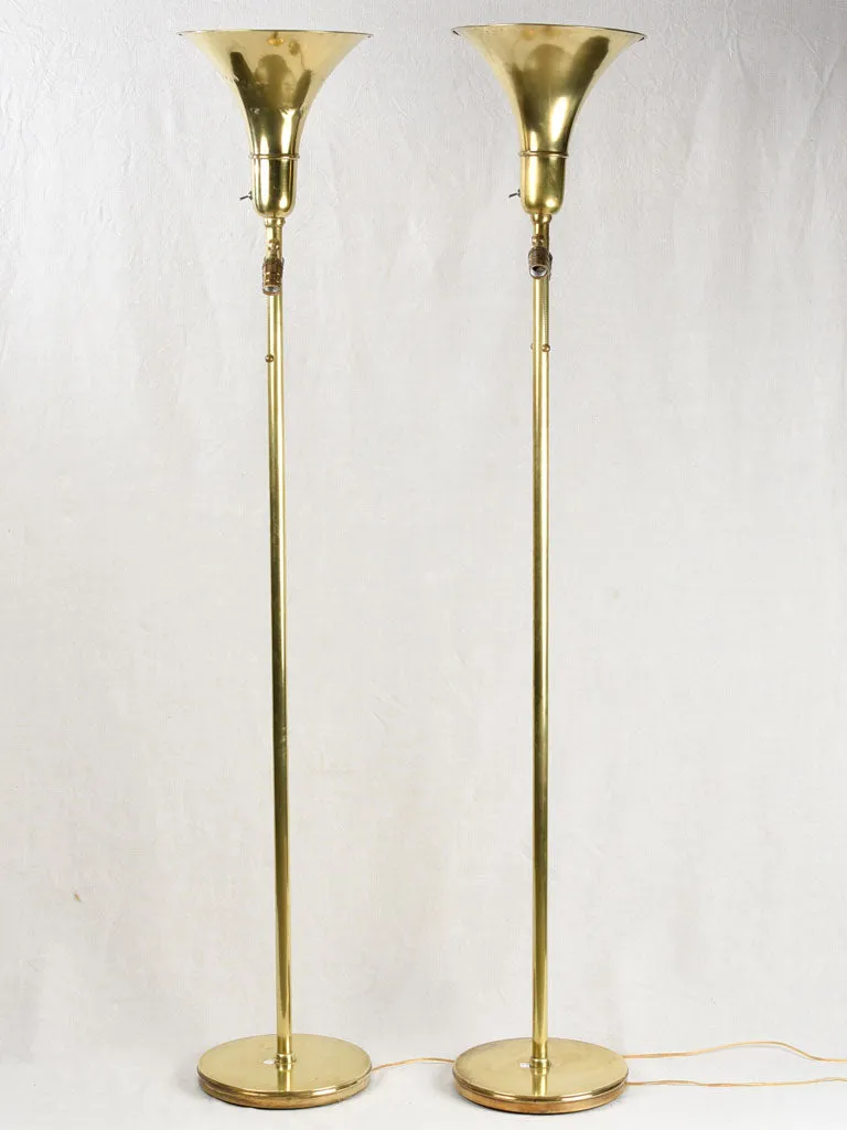 Pair of elegant brass floor lamps 72"