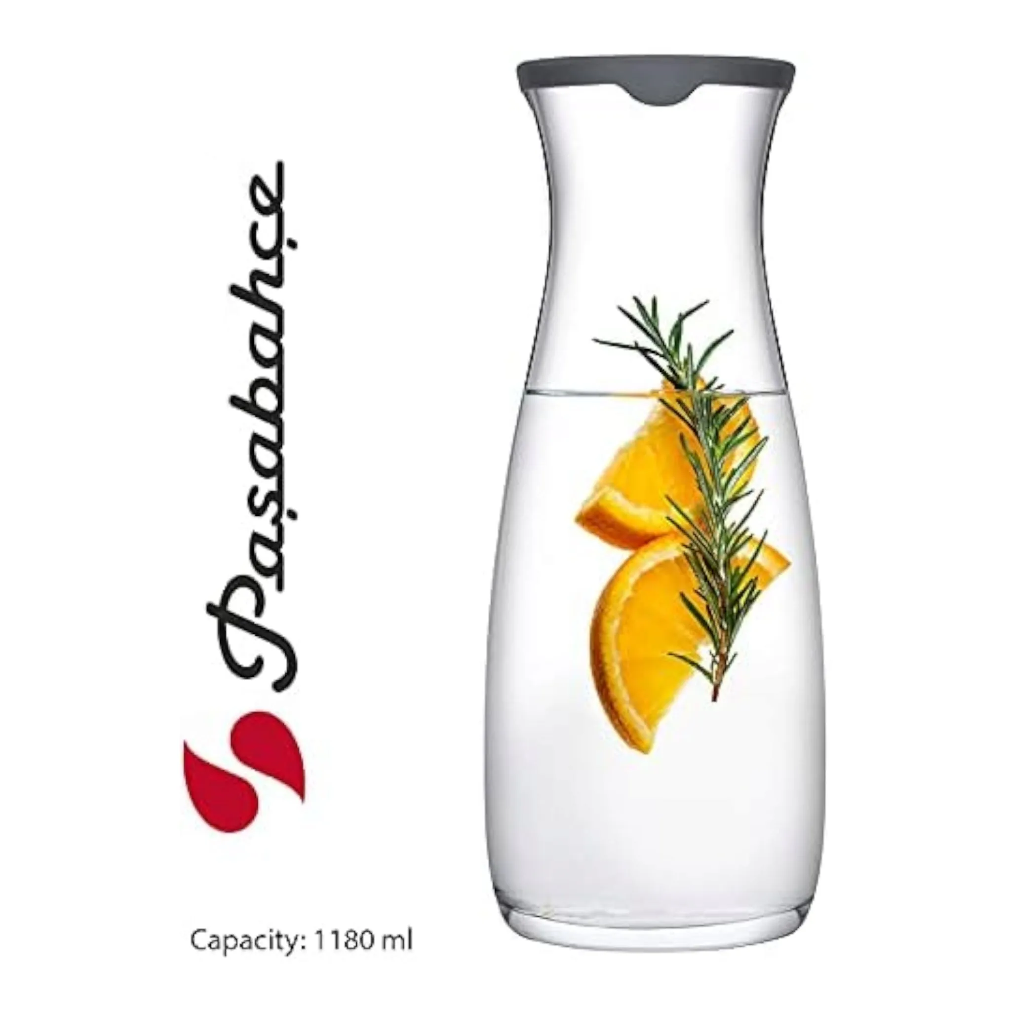 Pasabahce Amphora  Glass Carafe 1.18L with Silicone Grey Lid 23928