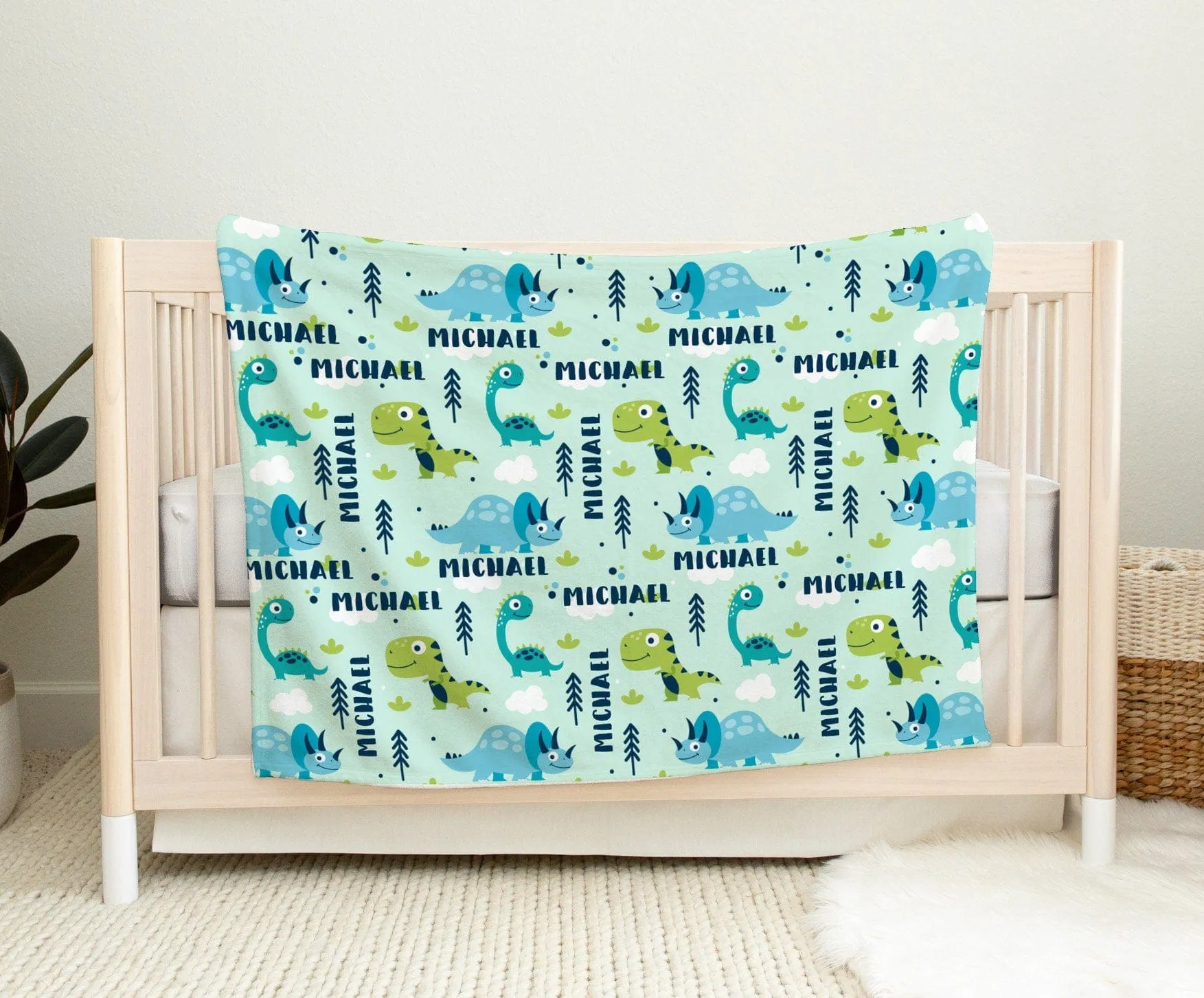 Personalized Baby Blanket | Dinosaur Baby Blanket | Custom Baby Blanket | Dinosaur Blanket Baby Boy | Personalized Baby Gift