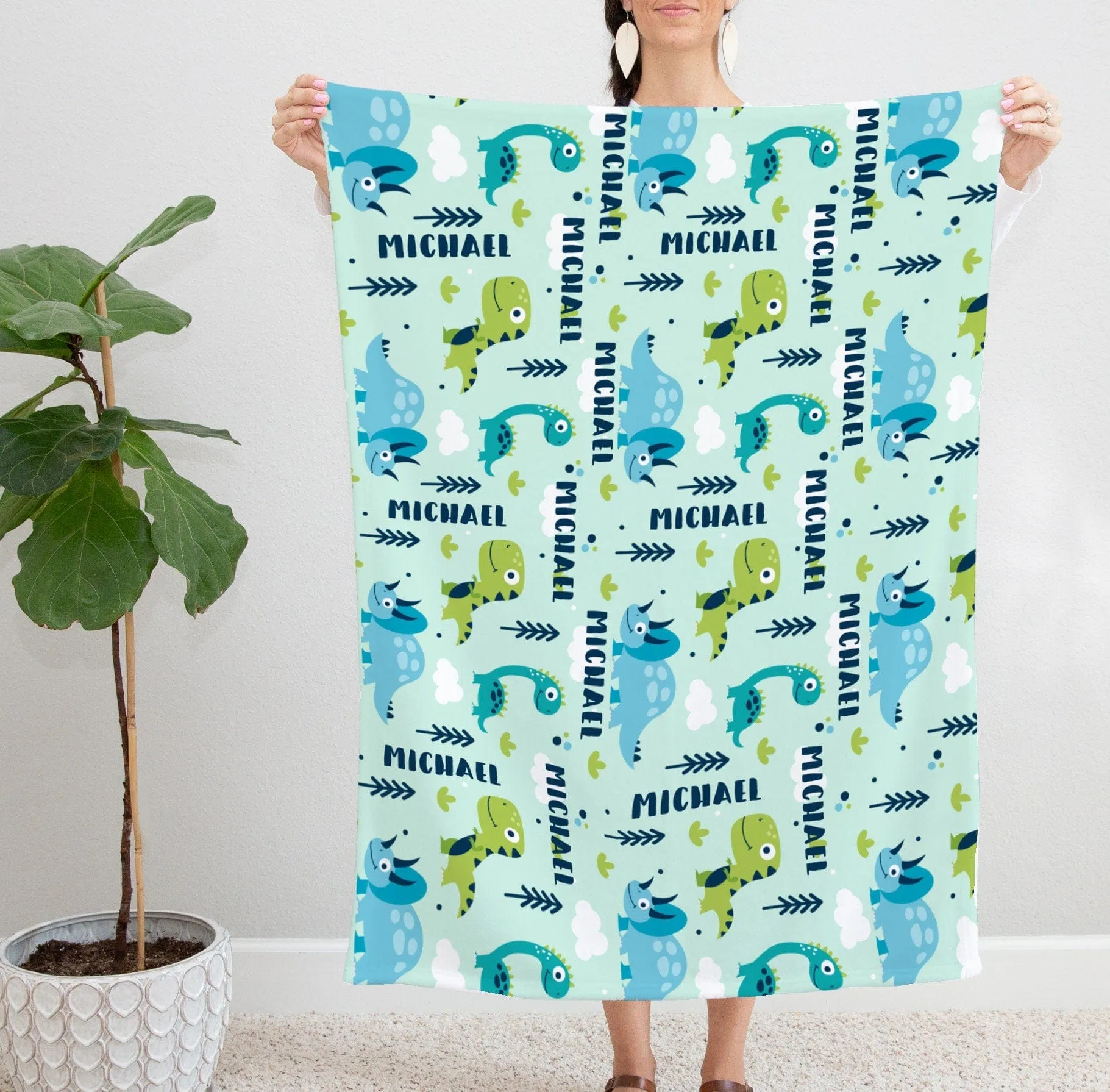 Personalized Baby Blanket | Dinosaur Baby Blanket | Custom Baby Blanket | Dinosaur Blanket Baby Boy | Personalized Baby Gift