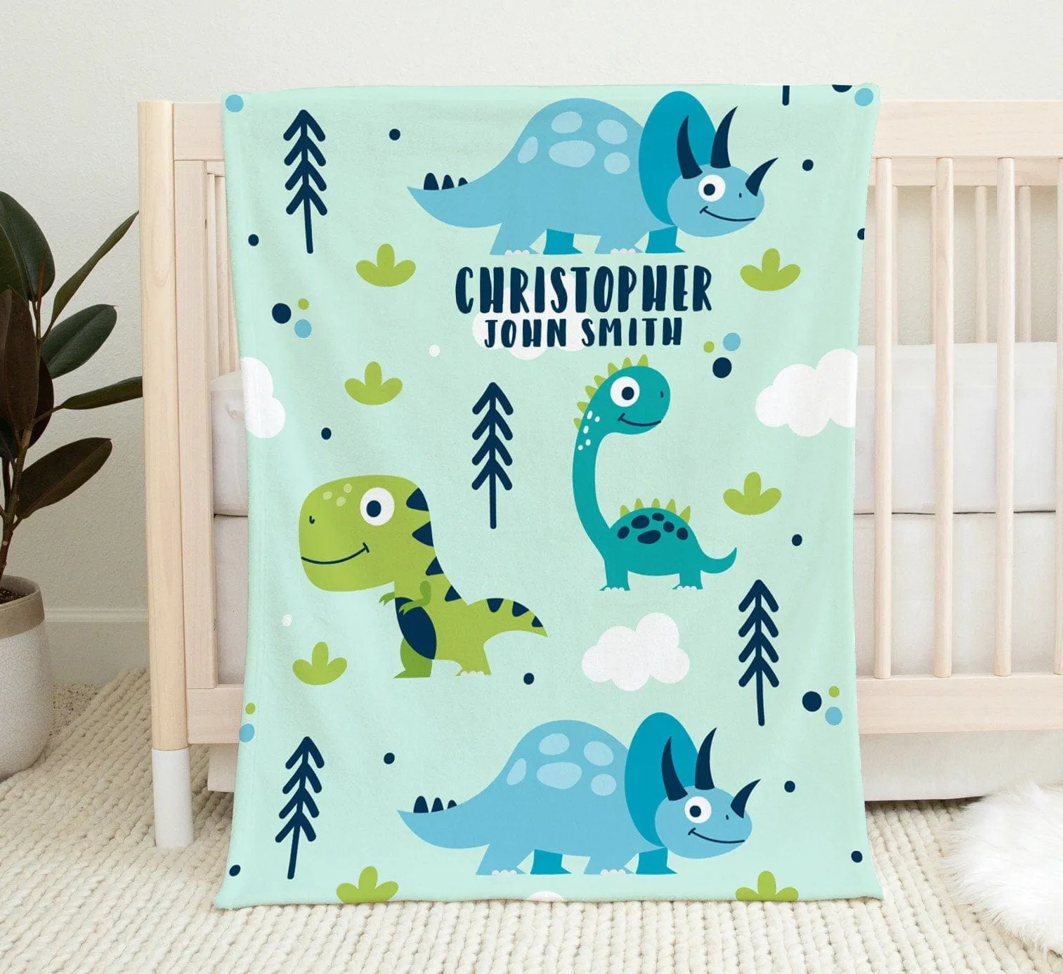 Personalized Baby Blanket | Dinosaur Baby Blanket | Custom Baby Blanket | Dinosaur Blanket Baby Boy | Personalized Baby Gift