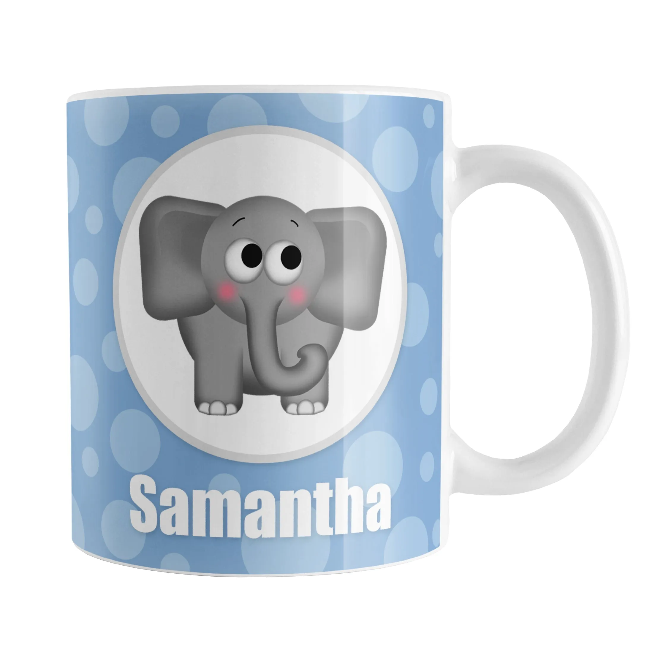 Personalized Cute Elephant Bubbly Blue Mug