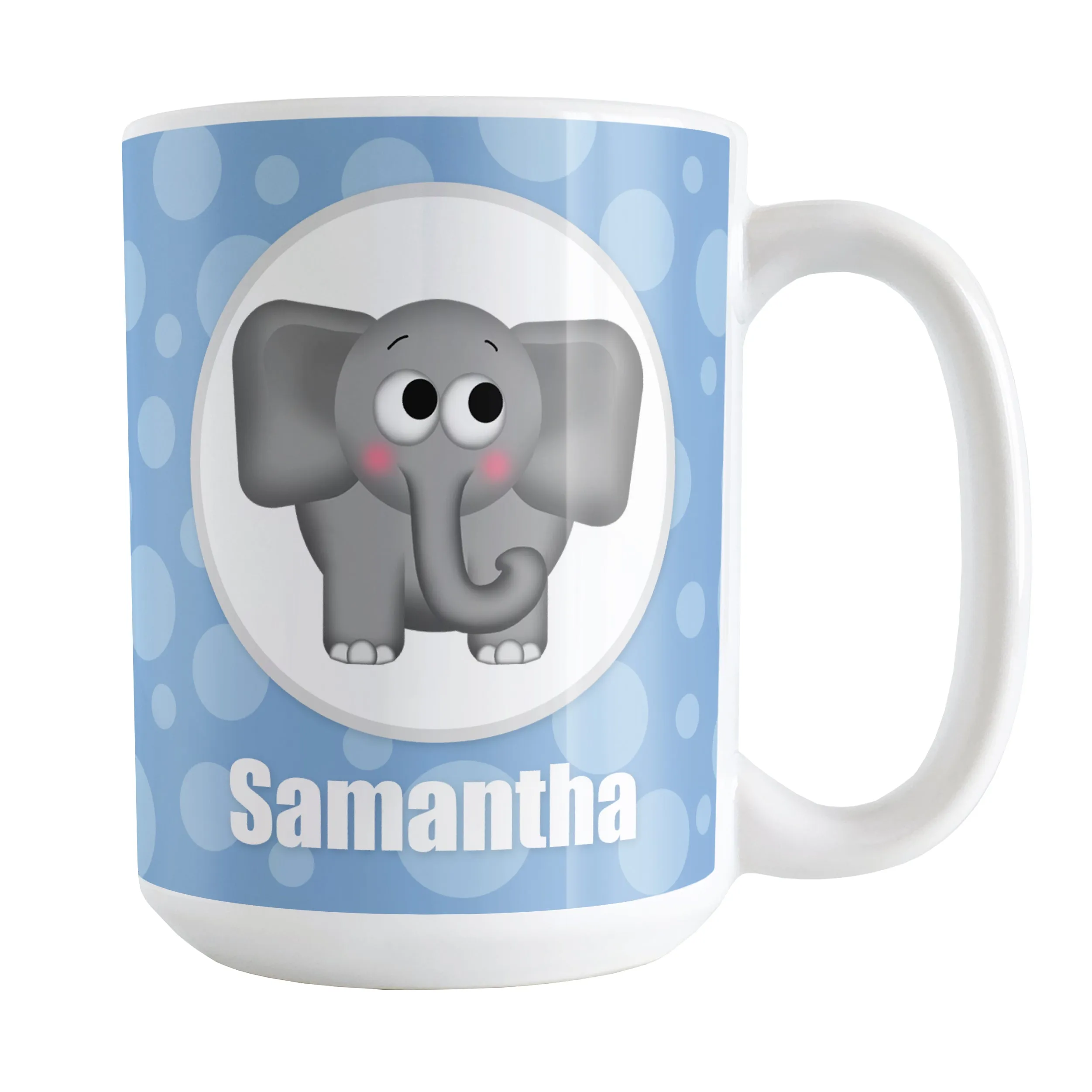 Personalized Cute Elephant Bubbly Blue Mug