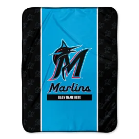 Personalized Miami Marlins Icon Baby Pixel Fleece Blanket