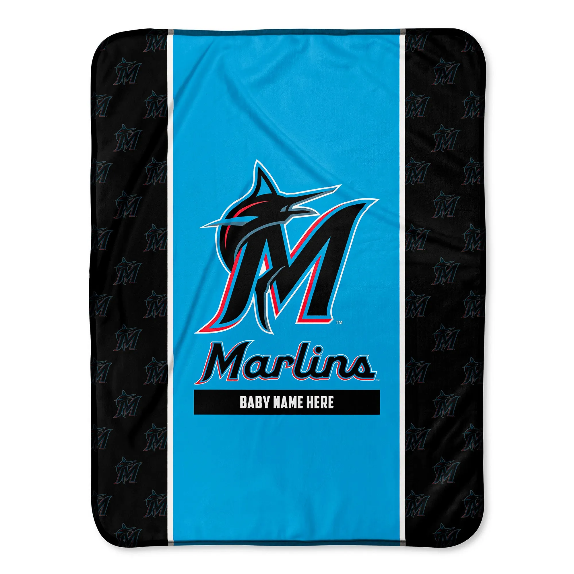 Personalized Miami Marlins Icon Baby Pixel Fleece Blanket