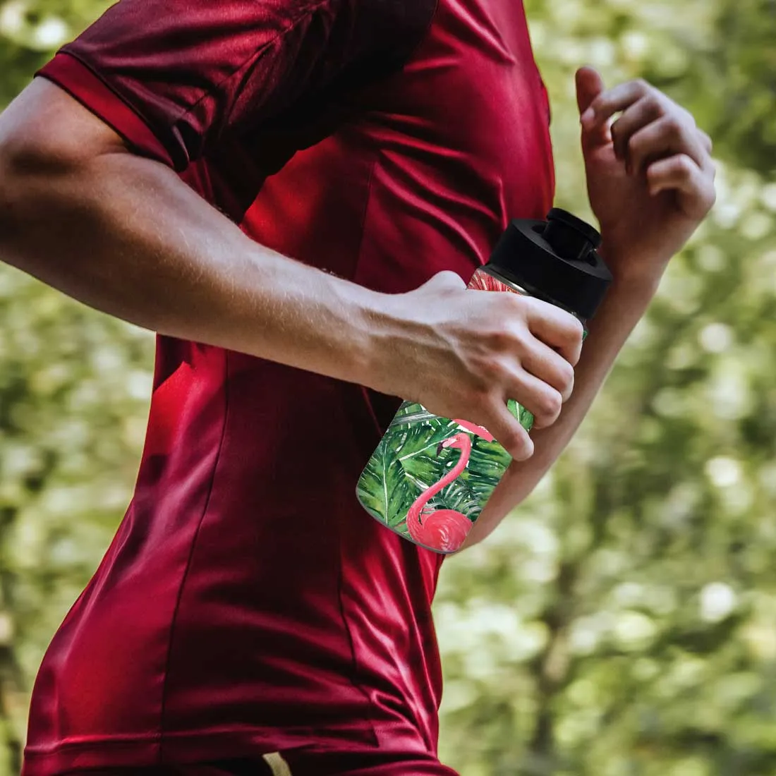 Personalized Water Bottle - Hibiscus and Swan